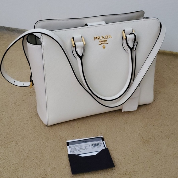 New Borsa A Mano Bianco 2-way Purse White Saffiano - Picture 5 of 15